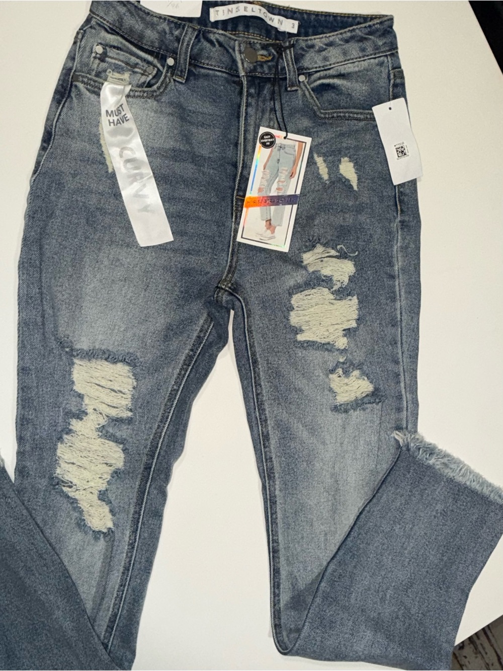 Tinseltown Women's Distressed Blue Skinny Jeans